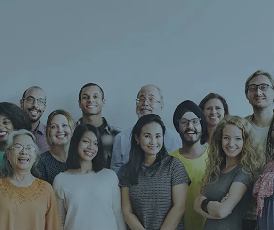 A diverse group of smiling people, representing the community of an Asian directory website.